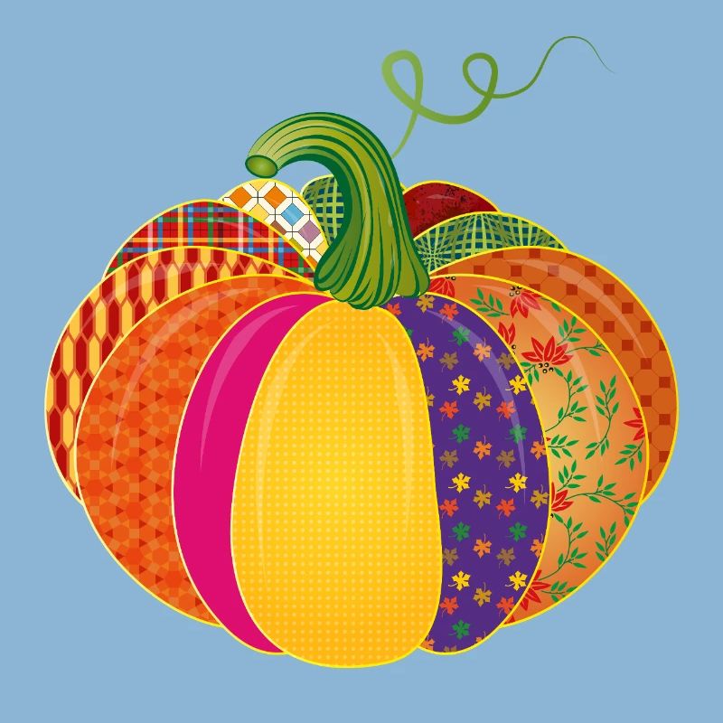 Patchwork Kürbis – Bunt gemusterte Herbstdeko