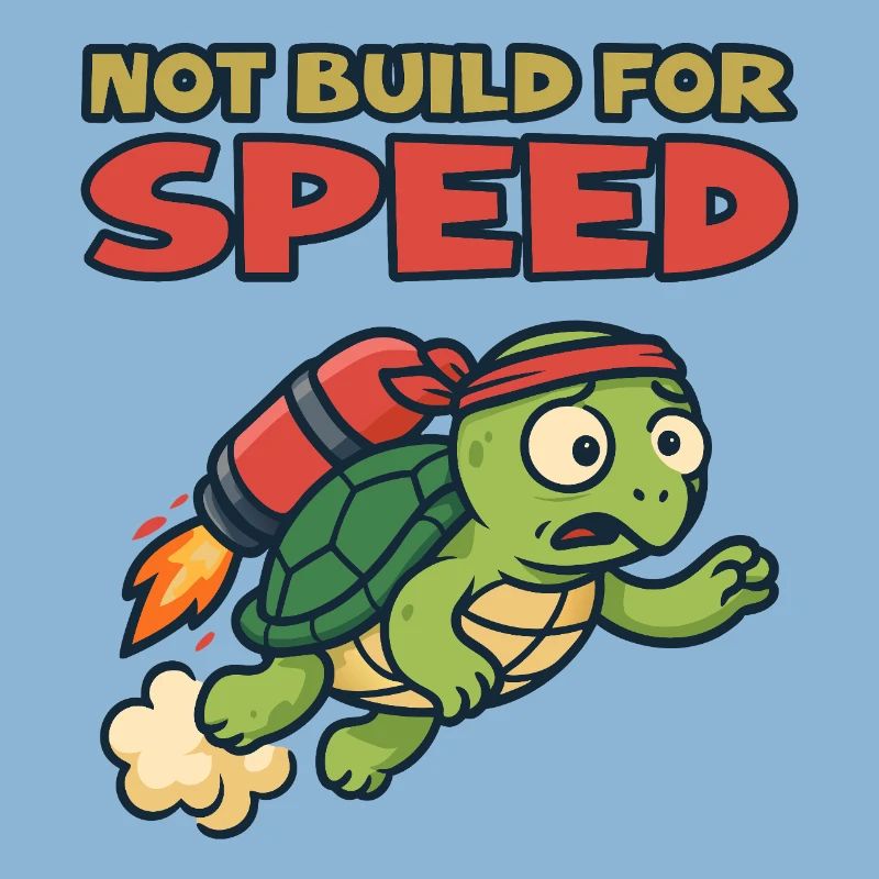 Turtle with rocket: Not built for speed