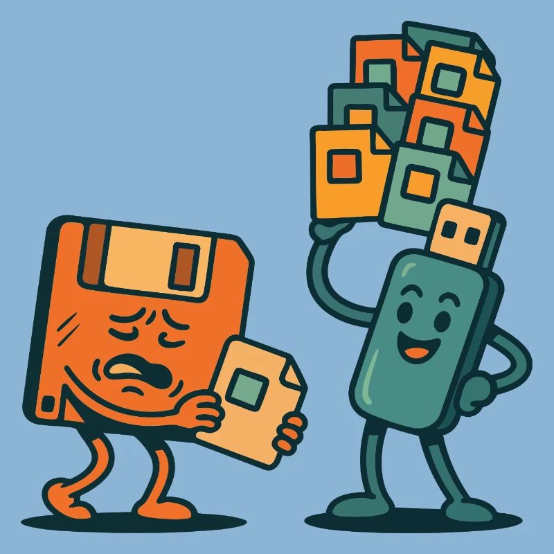 Floppy Disk vs USB Drive Retro Tech Sarcasm