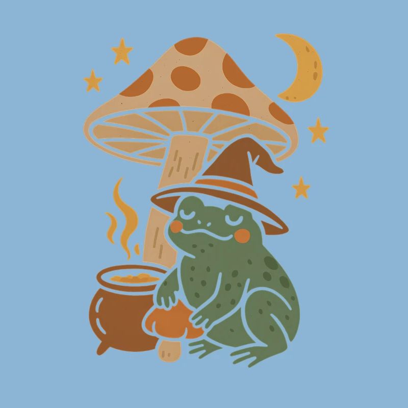 Fairytale magic toad with mushroom &amp; moon