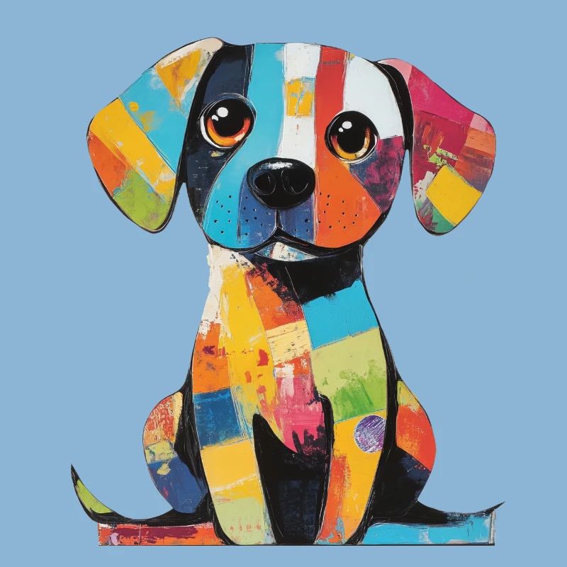 Farbenfroher Patchwork, bunter Hund