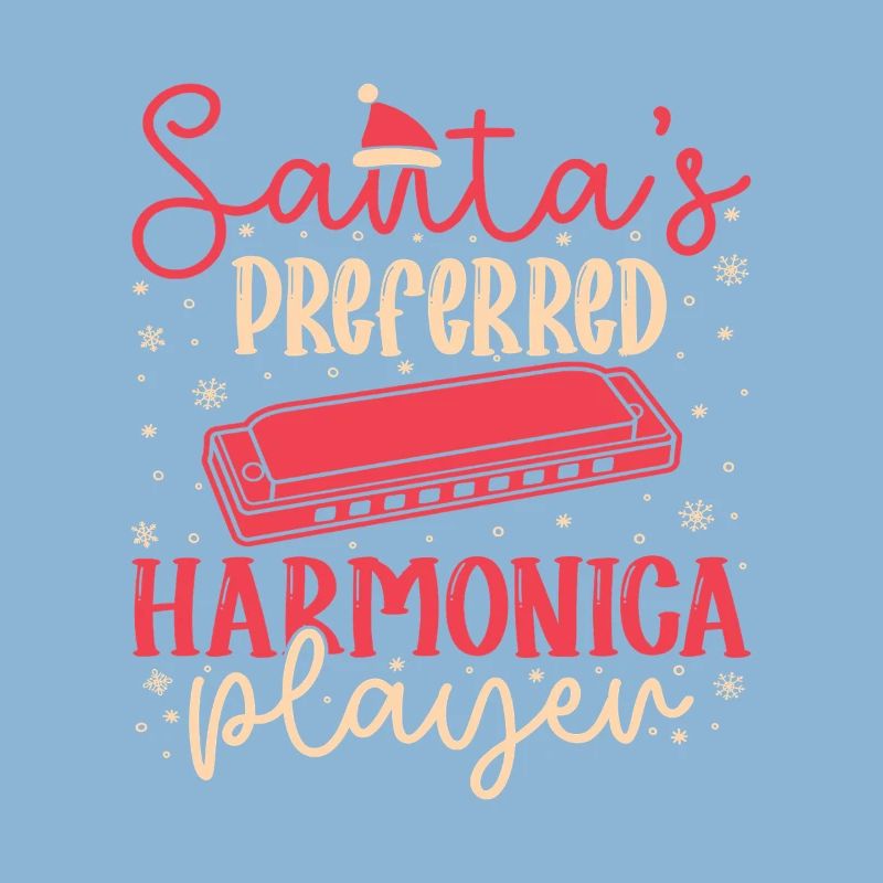 Funny Harmonica Player Santa ́s Preferred Harmonica