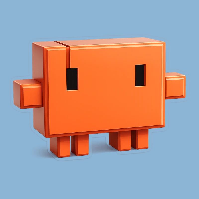 Claude Code Pixel 3D Mascot Cute Dev Sticker