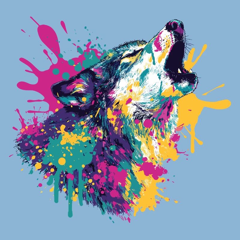 Wolf im Farbexplosion Stil