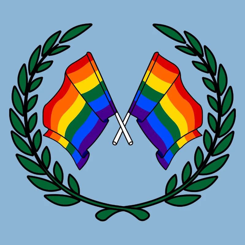 Flags Rainbow in laurel wreath