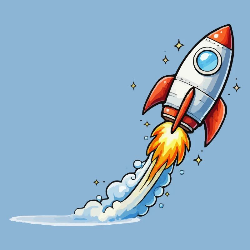 Conception de dessins animés Rocket Launch