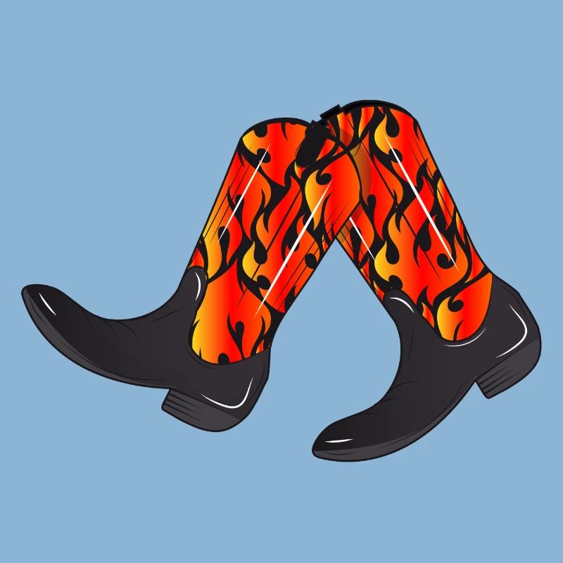 extravagant western boots with flame pattern