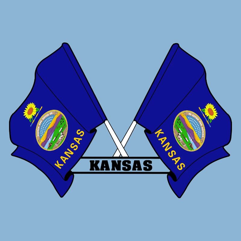Two flags text KANSAS