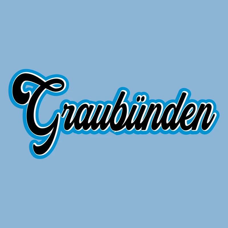 Graubünden Script mit Blau Outline