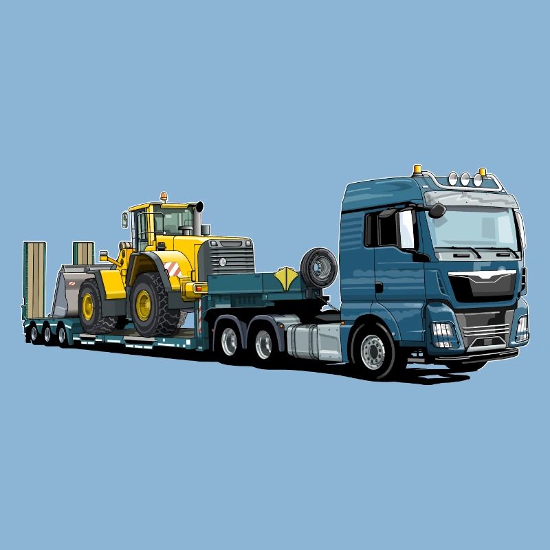 Low-loader with excavator