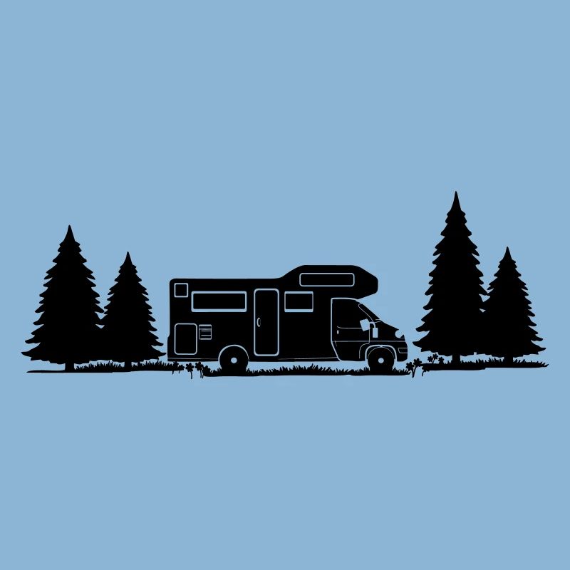 Shadow Camper in Forest with Spruce