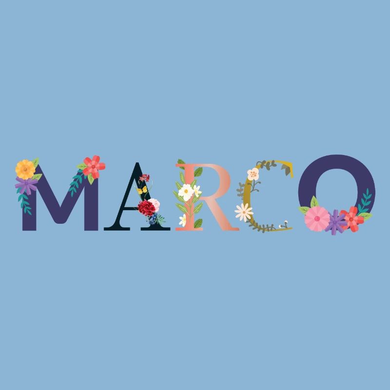 Le nom MARCO décoré de fleurs