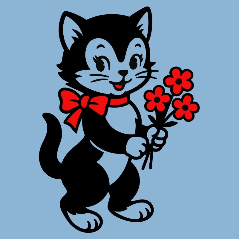 Chat noir avec ruban rouge