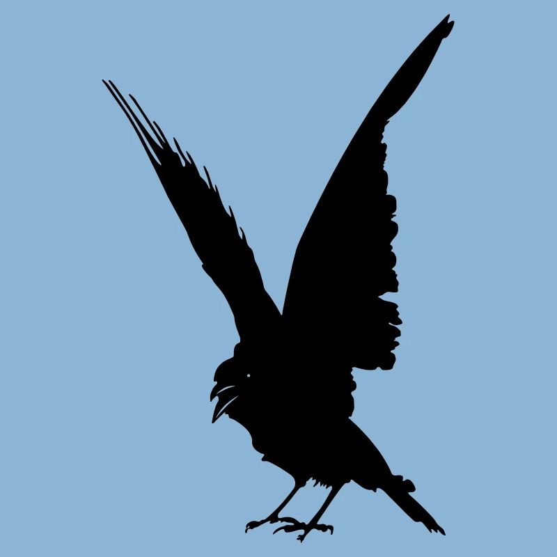 Schwarze Vogelkrähe oder Rabenschattenfigur