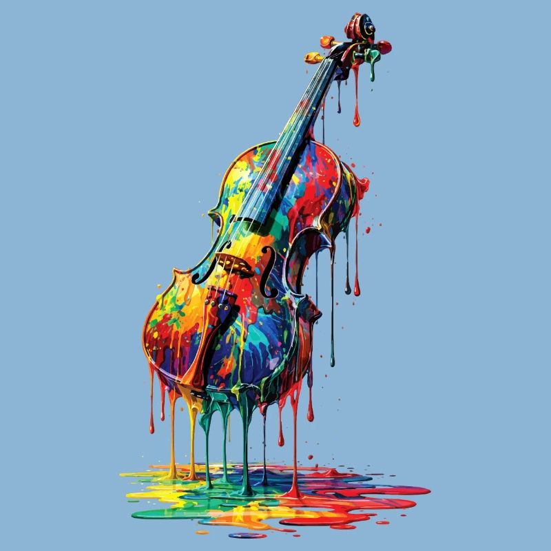 Violin with dripping paint