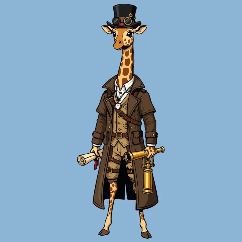 Giraffe Explorer Steampunk Chic Top Hat