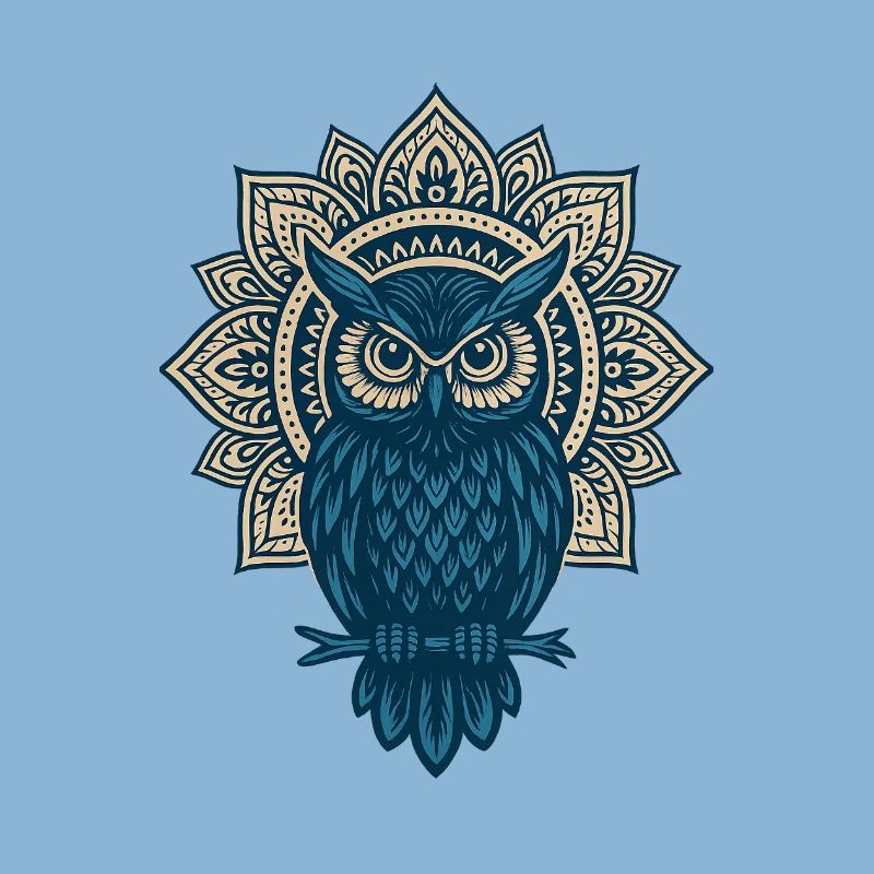 Blauer Eulen Mandala