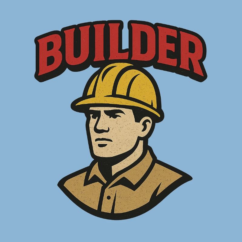 Construction Worker Retro Logo with Helmet