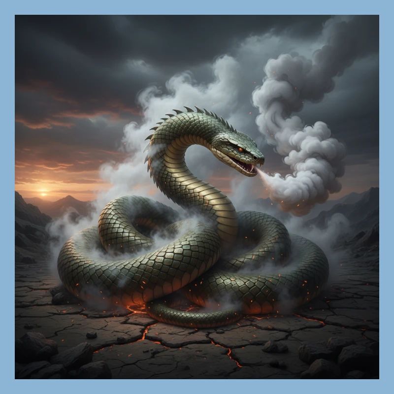 Serpent dans le champ de lave