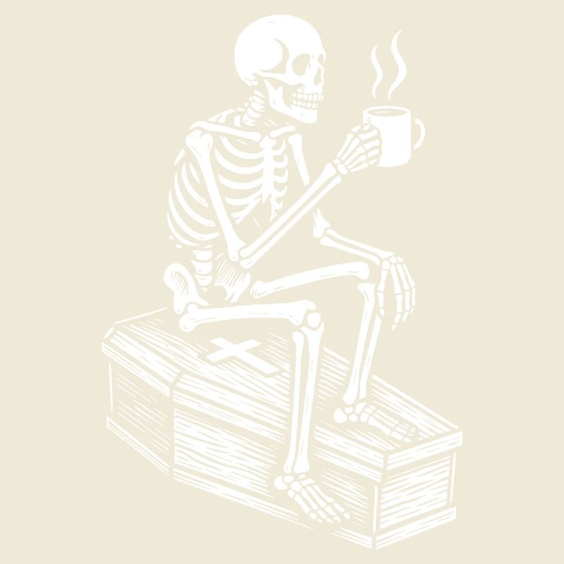 Skeleton drinking espresso