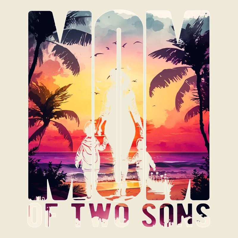 Mutter mit zwei Söhnen Muttertag Strand Mama Kind