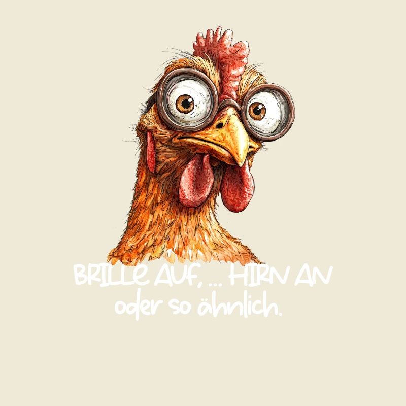 Brille auf Hirn an oder so ähnlich lustiges Huhn