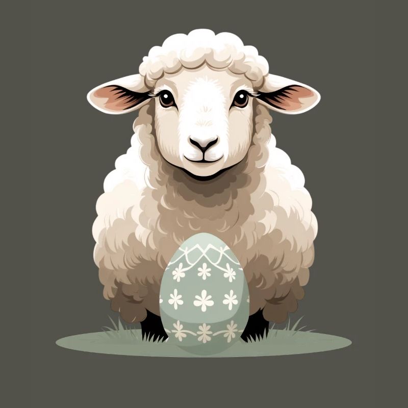 Cuddly lamb with Easter egg