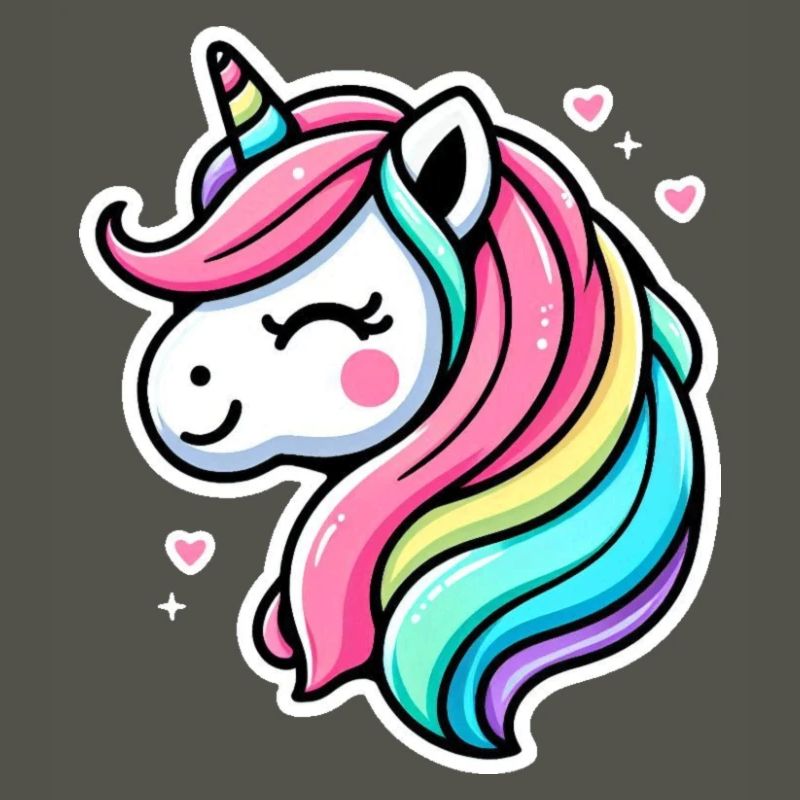 Einhorn Comic Regenbogen Herzen