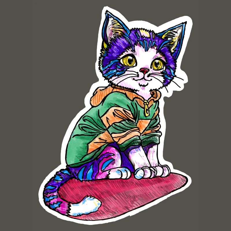 Chat en pull vert