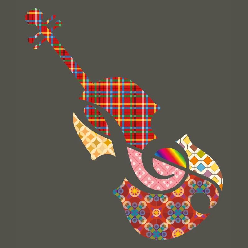schöne Patchwork Violine mit Violinschlüssel