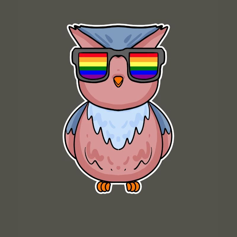 Regenbogen - Eule mit Brille