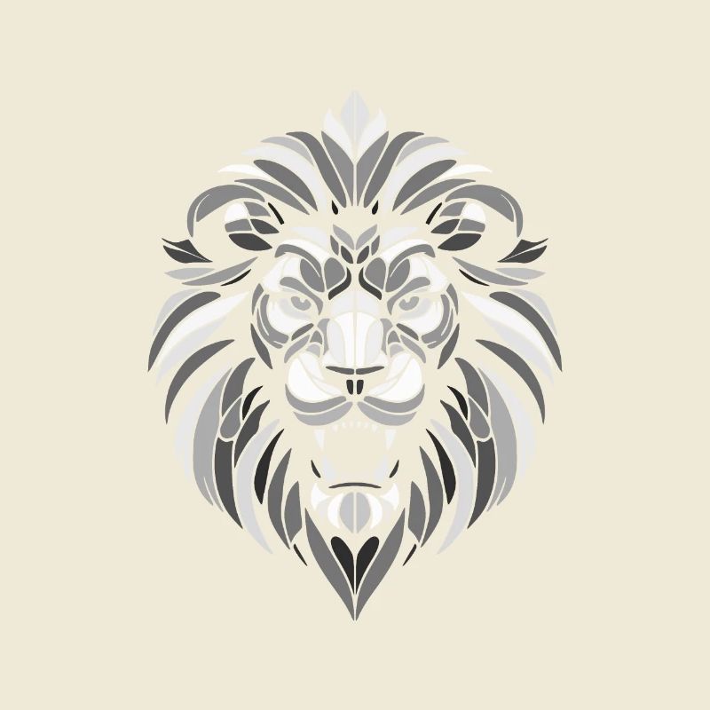 Black and white lion head geometric patterns