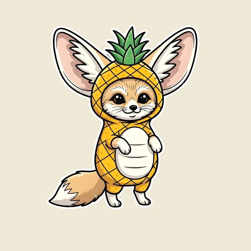 Fennec with Pineapple Comic Shirt Gift