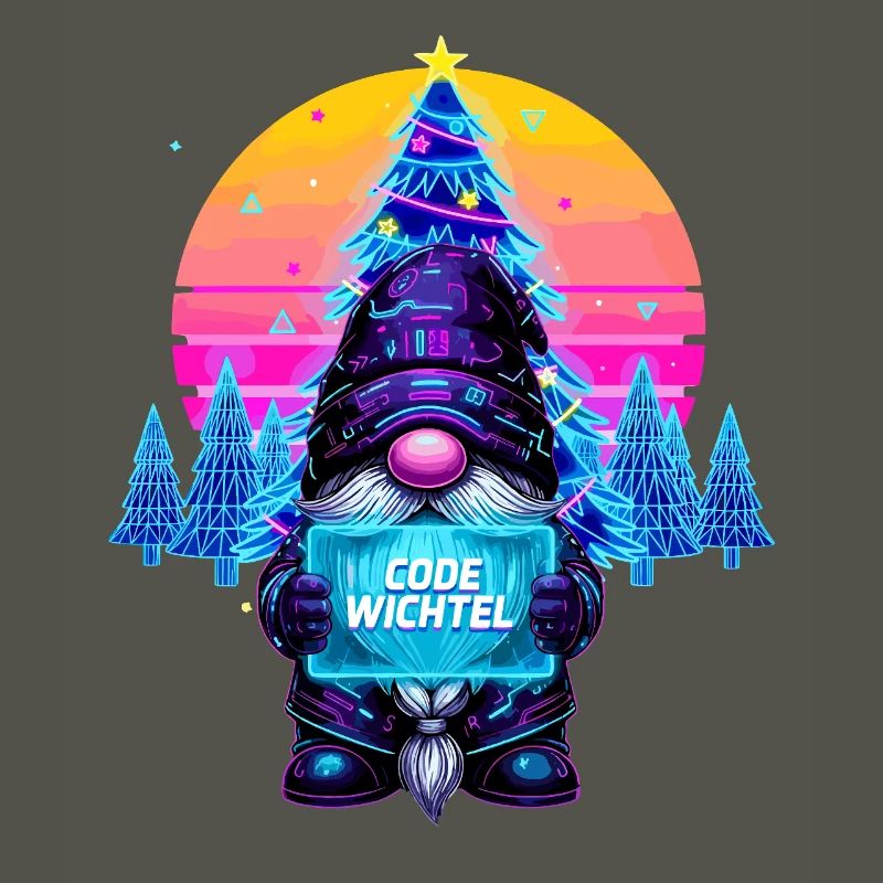 Cyberpunk Code Gnome - Synthwave Xmas Nerd