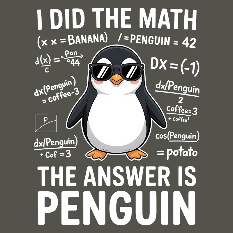 Math Sayings Penguin Funny Math Gift