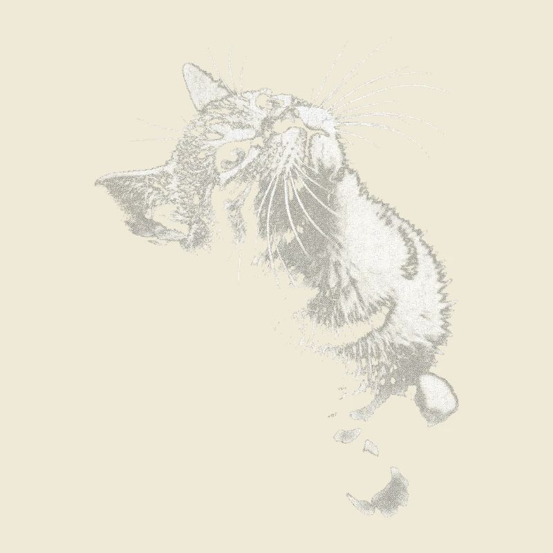 Grayscale Cat Purring Look