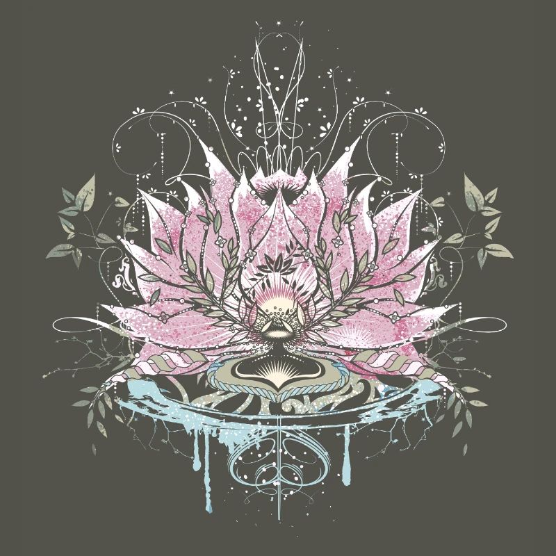 Fleur de lotus délicate avec des éléments d’eau et des graffitis