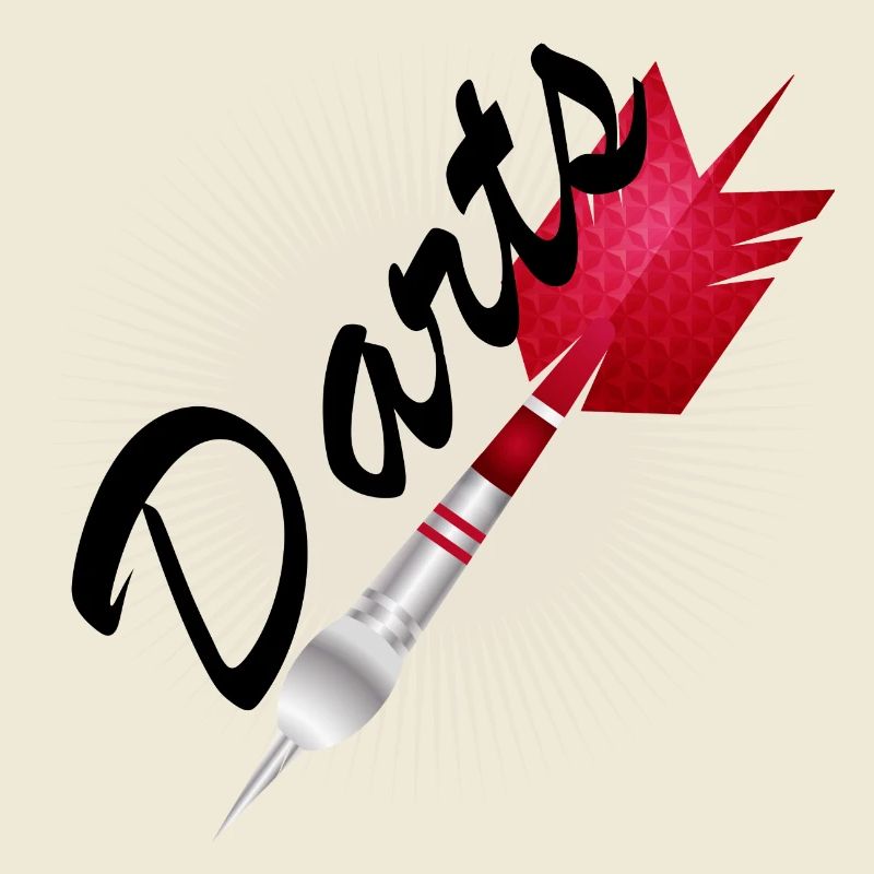 bright red dart with darts typography