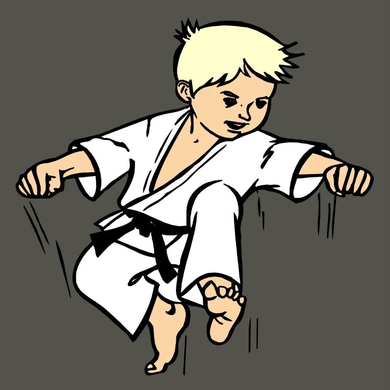 Karatekind oder Judokind mit schwarzem Gürtel