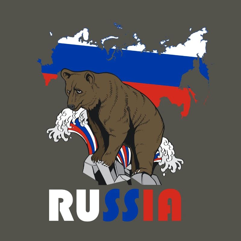 Russie conception de l’ours avec carte et drapeau