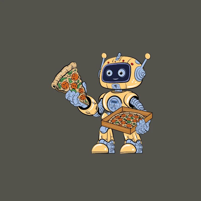 Robot eats pizza