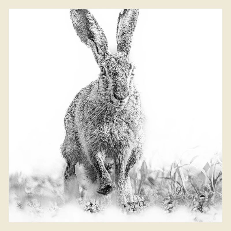 Hopping rabbit black white