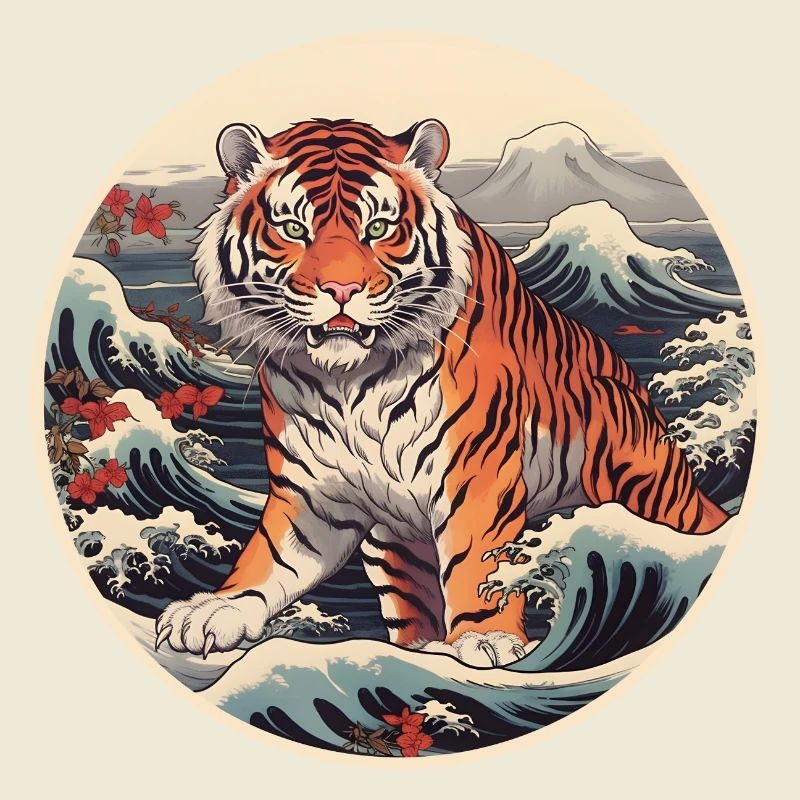 Tiger wave Ukiyo-e Hokusai