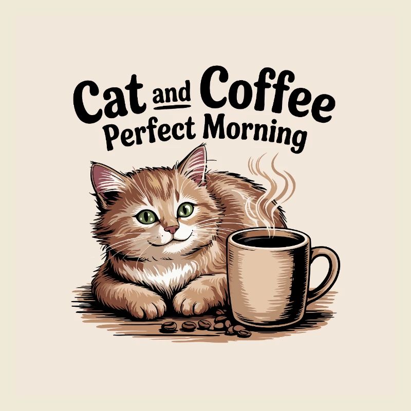 Katze und Kaffe ist ein perfekter Morgen