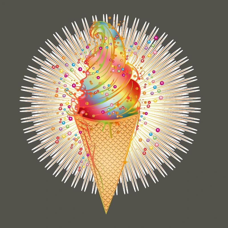 Fröhliches Softeis-Motiv mit Regenbogenfarben