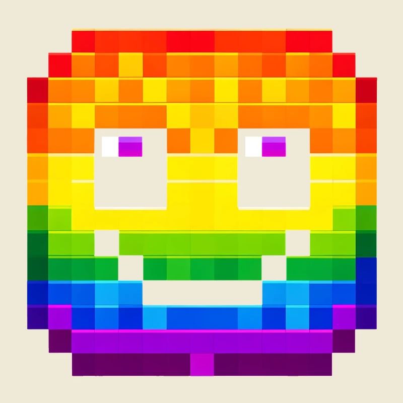 Pixelated Rainbow Smile Face