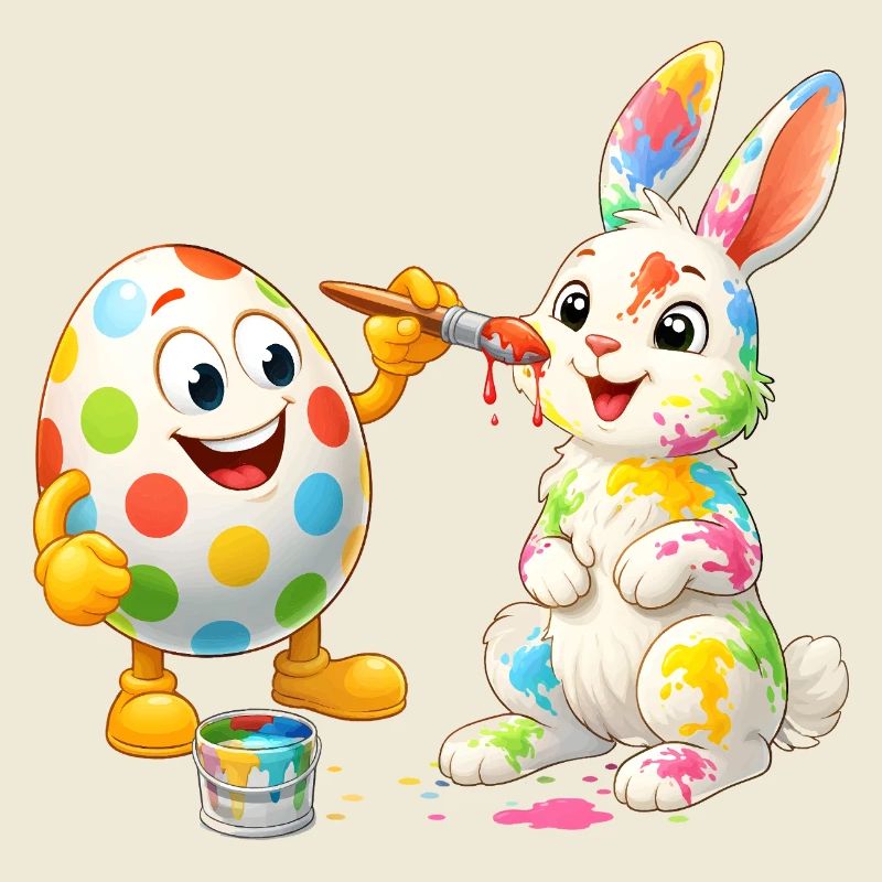 Funny Easter Egg Paints Happy Easter Bunny