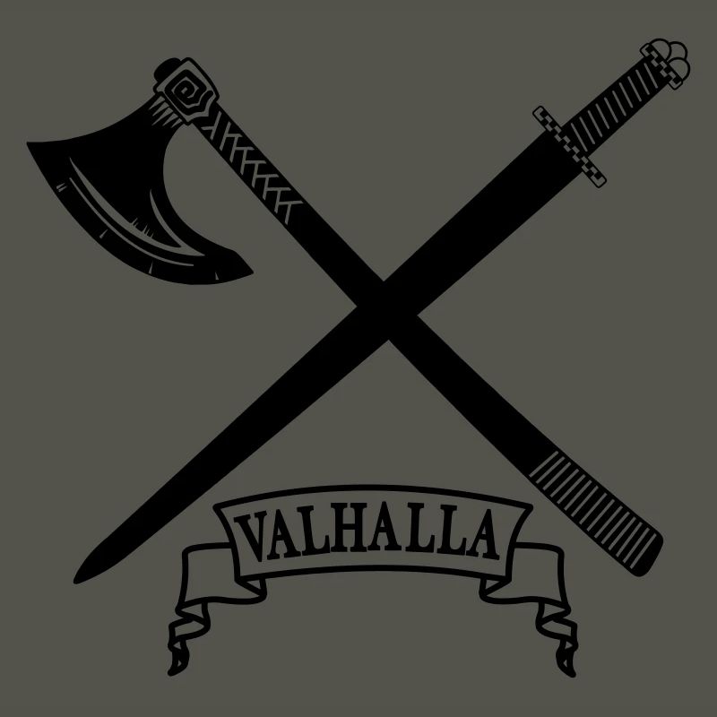 Walhalla mit Axt und Schwert