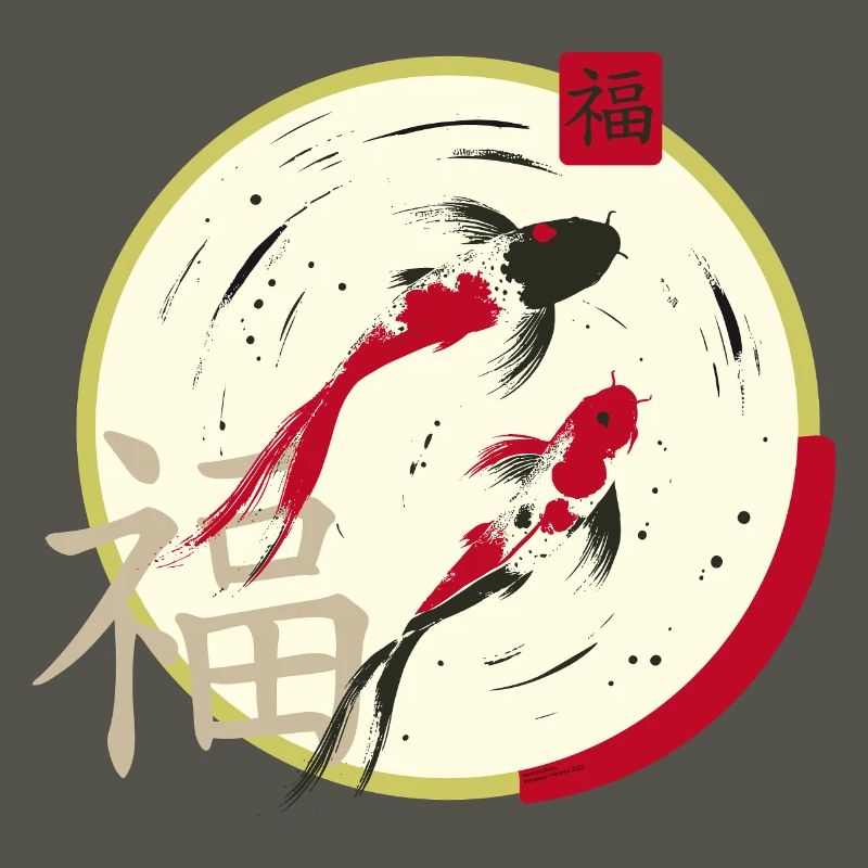 Koi Zen Moon Circle Prosperity