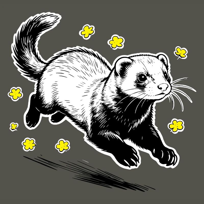 Frettchen in Blüten glitzern